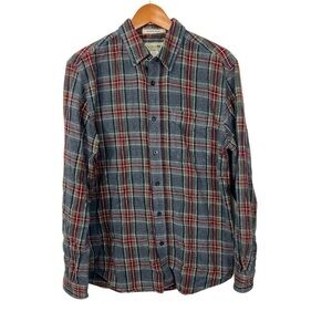 LL Bean Scotch Plaid Gray Stewart Flannel Shirt Slightly fitted fit